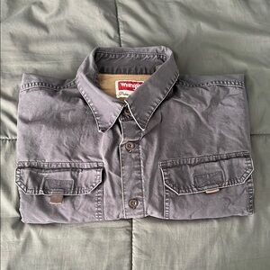 Wrangler Heavyweight Cotton Button Down Blue Size Large
